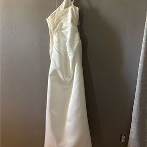 JJs House Ivory One-Shoulder Satin Wedding Dress